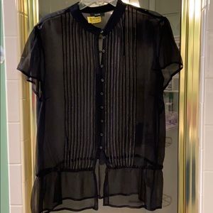 Black button up silk shirt